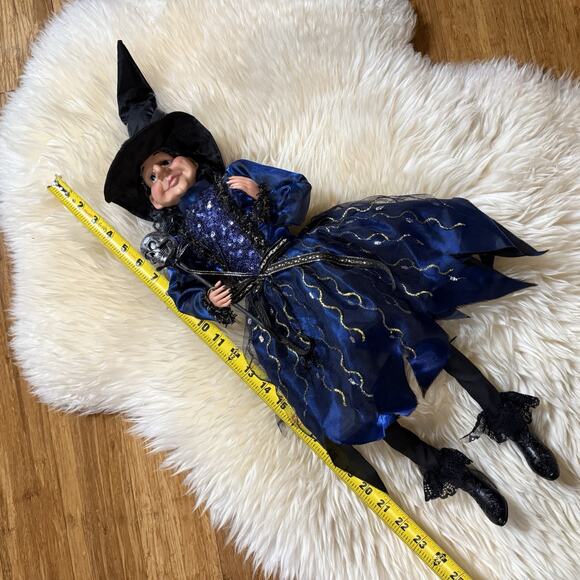 Broomstick Blvd. Halloween Shelf Sitting Witch Magic Skull Scepter Blue Black - Picture 6 of 16